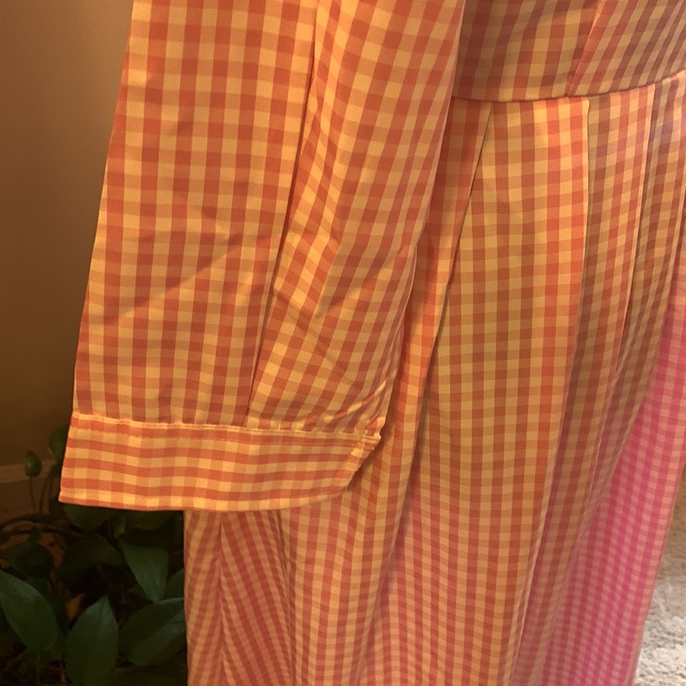 🌹Elegant Maxi Pink & White Long Sleeve Long Shirt Dress with Bow - Picture 9 of 10